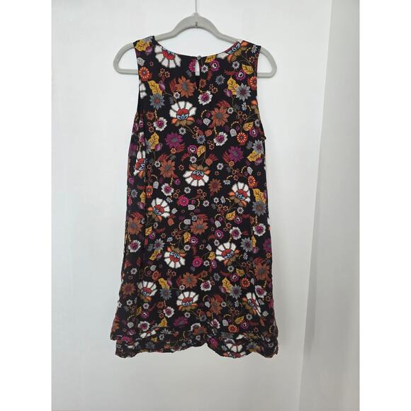 J. Jill Floral Mini Dress M | Black Multi Sleeveless Boho Spring Summer - Picture 5 of 8